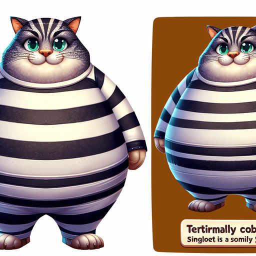 Super fat cat with a funny face wearing a prison jumpsuit.
Single Game Texture. In-Game asset. 2d. Blank background. High contrast. No shadows.