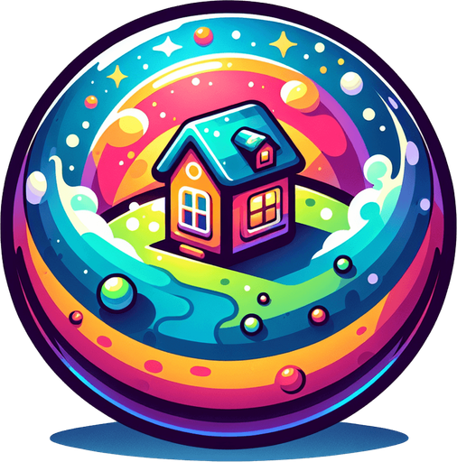 Perfectly round planet looking like a house, cartoon Single Game Texture. In-Game asset. 2d. Blank background. High contrast. No shadows.