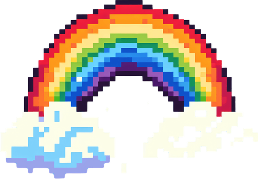 rainbow.
Pixel art.