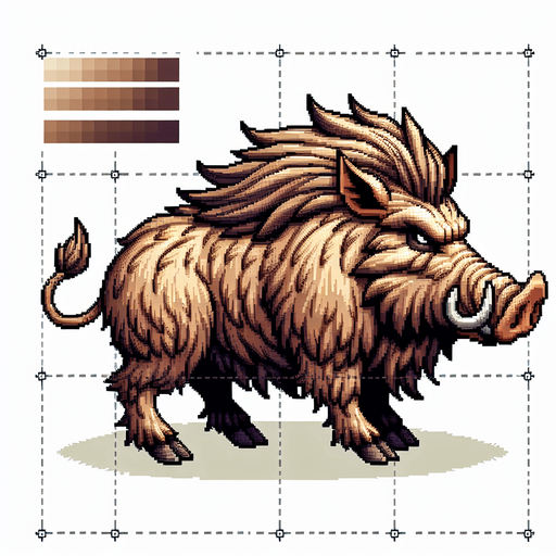 wild boar, facing left, no background.
Single Game Texture. In-Game asset. 2d. Blank background. High contrast. No shadows.