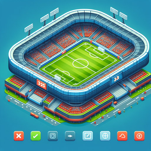 Cartoon football stadium
Single Game Texture. In-Game asset. 2d. Blank background. High contrast. No shadows.