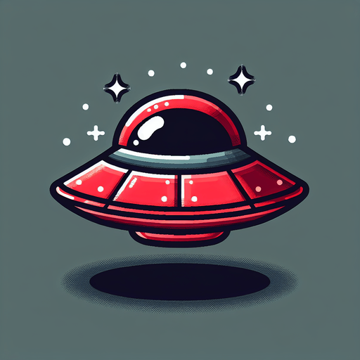 Red ufo.
Single Game Texture. In-Game asset. 2d. Blank background. High contrast. No shadows.