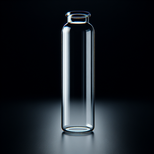 Empty glass Tube. Vertical.
0 degrees Lateral view. Black background.