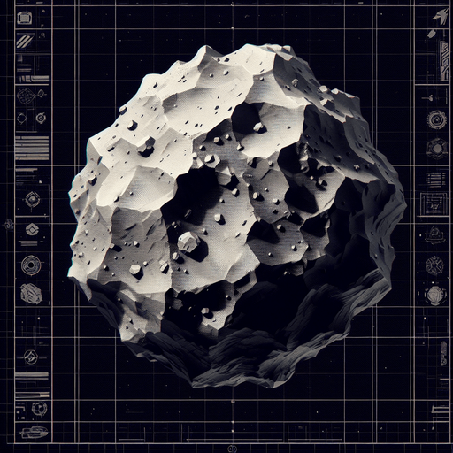 asteroid.
Single Game Texture. In-Game asset. 2d. Blank background. High contrast. No shadows.