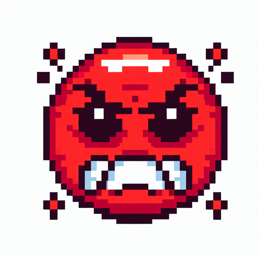 pixel art of a red angry reaction emoji.