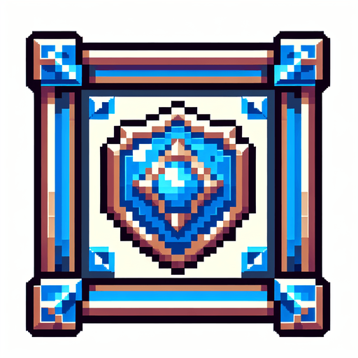 blue shield spell icon with a frame,  I want the art style to reflect a classic 16-bit retro pixel art aesthetic, reminiscent of early 1990s RPGs with vibrant colors..
Single Game Texture. In-Game asset. 2d. Blank background. High contrast. No shadows.