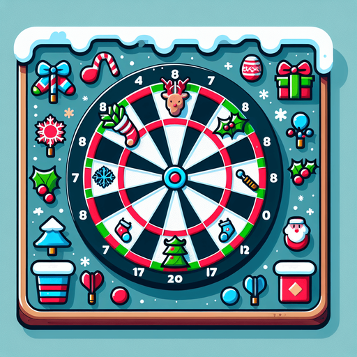 Cartoon flat dart board. Christmas designed. Single Game Texture. In-Game asset. 2d. Blank background. High contrast. No shadows.