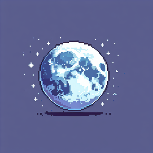 pixelart. a beautiful moon..
Single Game Texture. In-Game asset. 2d. Blank background. High contrast. No shadows.