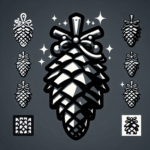 a christmas pine cone. plastic style. Single Game Texture. In-Game asset. 2d. Blank background. High contrast. No shadows.