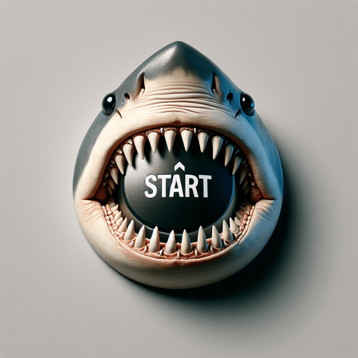 Start button in the shape of a shark mouth.