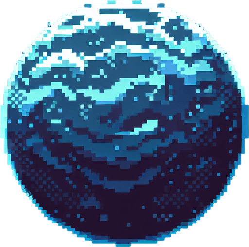 pixel art of a planet.
Single Game Texture. In-Game asset. 2d. Blank background. High contrast. No shadows.