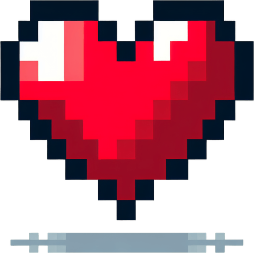 pixelated 8-bit heart.
Single Game Texture. In-Game asset. 2d. Blank background. High contrast. No shadows.