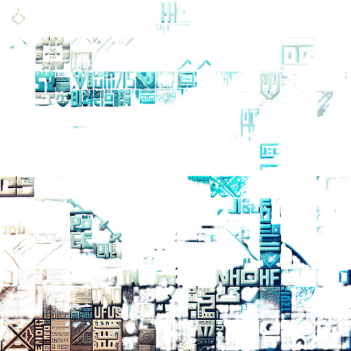 Patchwork de mots sur un fond cyan..
Single Game Texture. In-Game asset. 2d. Blank background. High contrast. No shadows.