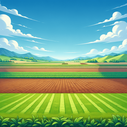 A farm background image.
Single Game Texture. In-Game asset. 2d. Blank background. High contrast. No shadows.