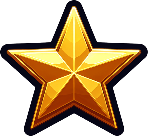 plain gold star, no outline
Single Game Texture. In-Game asset. 2d. Blank background. High contrast. No shadows.