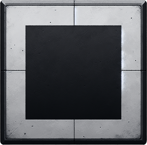 the surface is gray, concrete with a black square in the center.
Single Game Texture. In-Game asset. 2d. Blank background. High contrast. No shadows.