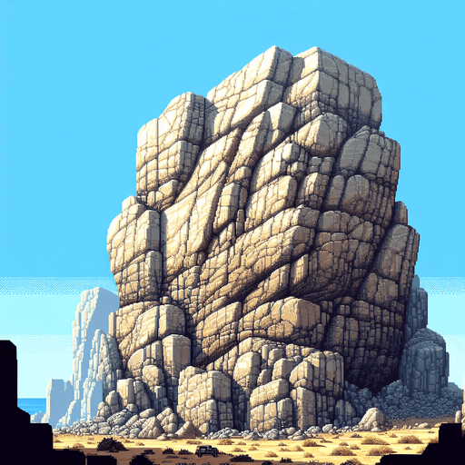 pixel art of a large rock.