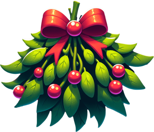 2d christmas magical mistletoe Single Game Texture. In-Game asset. 2d. Blank background. High contrast. No shadows.