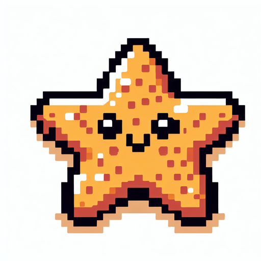 8-bit. cartoon. starfish.
Single Game Texture. In-Game asset. 2d. Blank background. High contrast. No shadows.