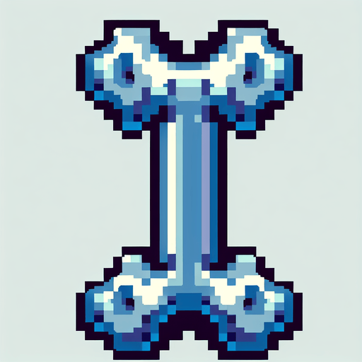 a single blue gray skeleton bone, front view, I want the art style to reflect a classic 16-bit retro pixel art aesthetic, reminiscent of early 1990s RPGs.
Single Game Texture. In-Game asset. 2d. Blank background. High contrast. No shadows.