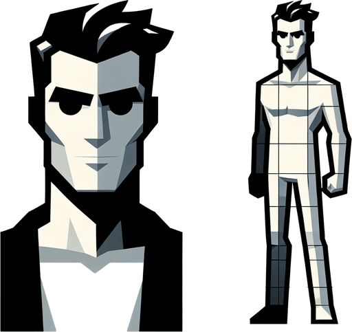 Stylized male.
Single Game Texture. In-Game asset. 2d. Blank background. High contrast. No shadows.