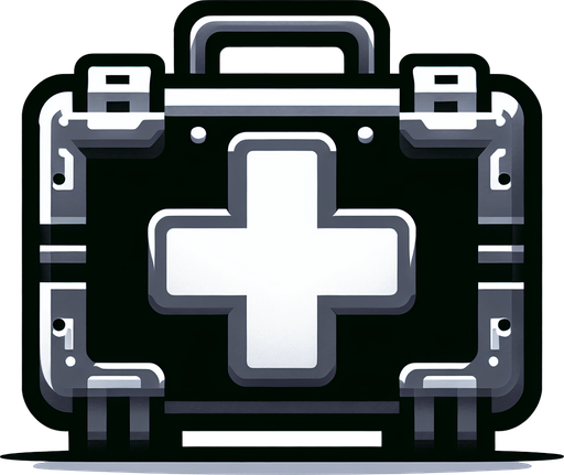 Medkit.
Single Game Texture. In-Game asset. 2d. Blank background. High contrast. No shadows.