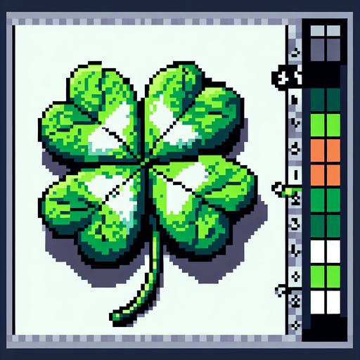 pixel art of a 4 leaf clover.