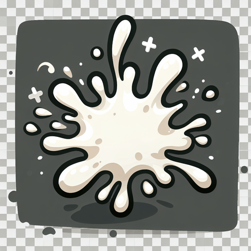 Create a cartoon-style illustration of white splash of paint. The goal is to capture a lively and playful paint.
Single Game Texture. In-Game asset. 2d. Blank background. High contrast. No shadows.