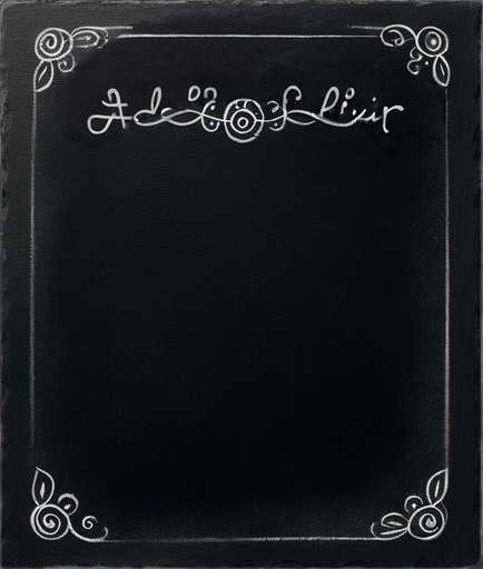 Text "ADEPT ELIXIR" handwritten in chalk