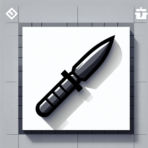 knife to stab balloons.
Single Game Texture. In-Game asset. 2d. Blank background. High contrast. No shadows.