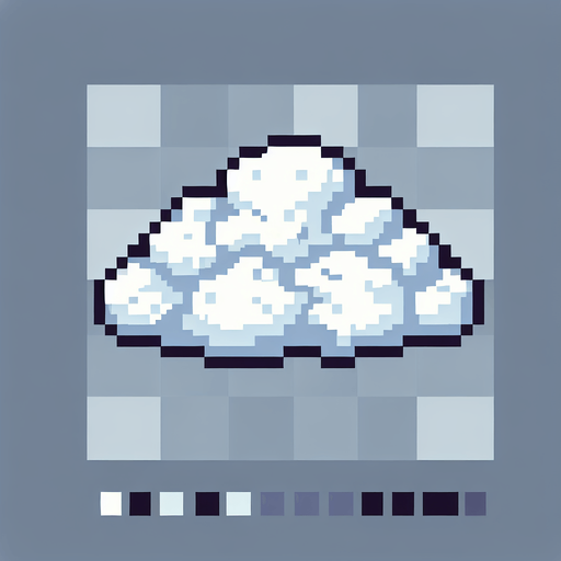 pixel art cloud.
Single Game Texture. In-Game asset. 2d. Blank background. High contrast. No shadows.