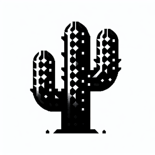 Black cactus.
Single Game Texture. In-Game asset. 2d. Blank background. High contrast. No shadows.