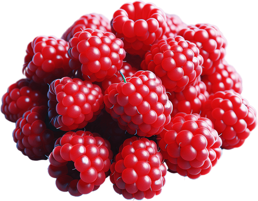 A few delicious red raspberries, cleaned..
Single Game Texture. In-Game asset. 2d. Blank background. High contrast. No shadows.