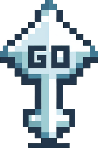 An arrow pointing up with Text that says Go, I want the art style to reflect a classic 16-bit retro pixel art aesthetic, reminiscent of early 1990s RPGs..
Single Game Texture. In-Game asset. 2d. Blank background. High contrast. No shadows.