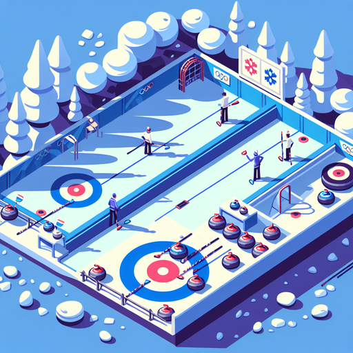 game background. In-Game asset. 2d. vector illustration. High contrast. No shadows. top-down. winter curling Olympics