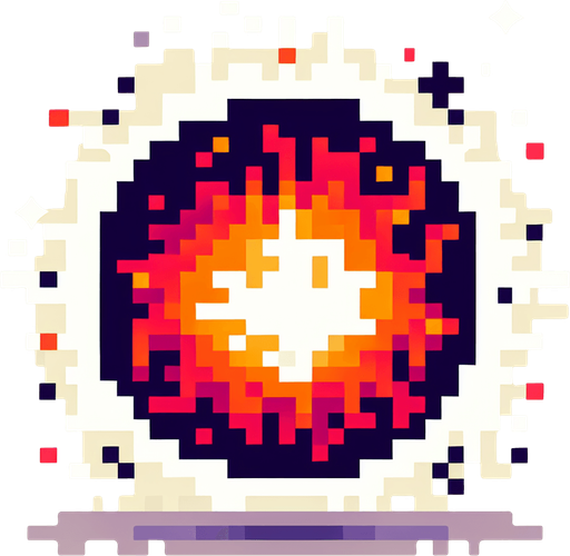 fireball icon, front view, I want the art style to reflect a classic 16-bit retro pixel art aesthetic, reminiscent of early 1990s RPGs with vibrant colors..
Single Game Texture. In-Game asset. 2d. Blank background. High contrast. No shadows.