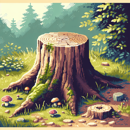 pixel art of a tree stump.