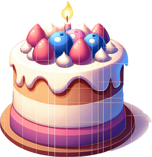 Cake.
Single Game Texture. In-Game asset. 2d. Blank background. High contrast. No shadows.