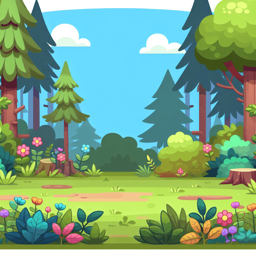 Cartoonic Forest, perfect for arcade..
Single Game Texture. In-Game asset. 2d. Blank background. High contrast. No shadows.