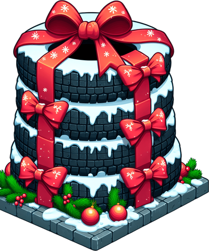 2d stacked christmas winter tire Single Game Texture. In-Game asset. 2d. Blank background. High contrast. No shadows.