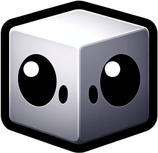 a cube with two eyes and hands but no arms.
Single Game Texture. In-Game asset. 2d. Blank background. High contrast. No shadows. (not creepy), cute