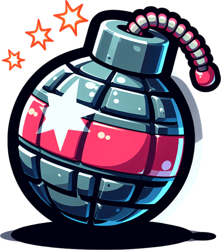 cartoon bomb, no shadow, no background.
Single Game Texture. In-Game asset. 2d. Blank background. High contrast. No shadows.