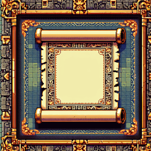 blank wide papyrus. I want the art style to reflect a classic 16-bit retro pixel art aesthetic, reminiscent of early 1990s RPGs with vibrant colors. The environment should have a rich, fantasy-themed design with intricate backgrounds and a nostalgic, old-school feel..
Single Game Texture. In-Game asset. 2d. Blank background. High contrast. No shadows.