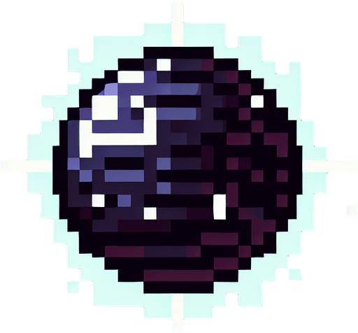 dark electric ball, 8bit, cartoon..
Single Game Texture. In-Game asset. 2d. Blank background. High contrast. No shadows.