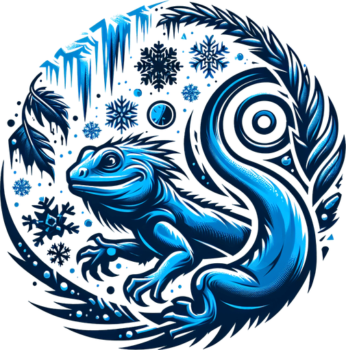 logo for a company called "blue lizard entertainment" using a damaged font and frozen elements.