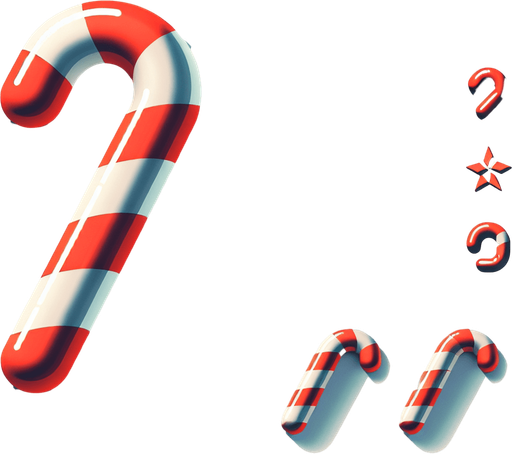 a christmas candy cane. plastic style. Single Game Texture. In-Game asset. 2d. Blank background. High contrast. No shadows.