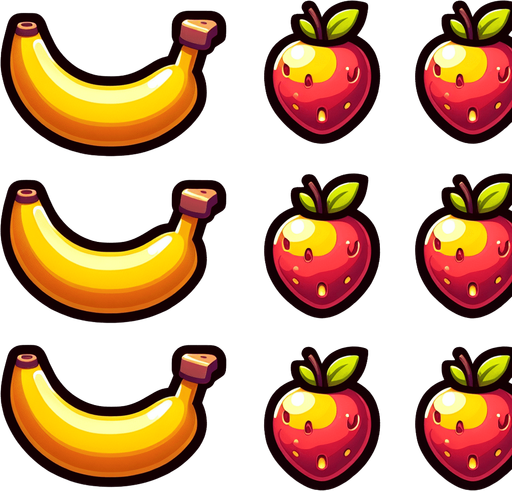 Cartoon 6 bananas . Single Game Texture. In-Game asset. 2d. Blank background. High contrast. No shadows..
Single Game Texture. In-Game asset. 2d. Blank background. High contrast. No shadows.