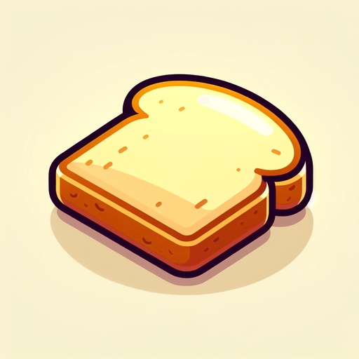 Create a cartoon-style illustration of a slice of bread ..
Single Game Texture. In-Game asset. 2d. Blank background. High contrast. No shadows.