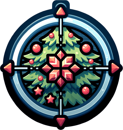 2d transparent christmas crosshair Single Game Texture. In-Game asset. 2d. Blank background. High contrast. No shadows.