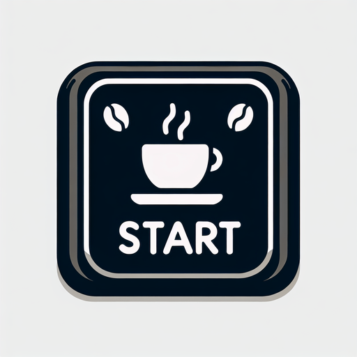 Rectangular coffee themed start button.
Single Game Texture. In-Game asset. 2d. Blank background. High contrast. No shadows.